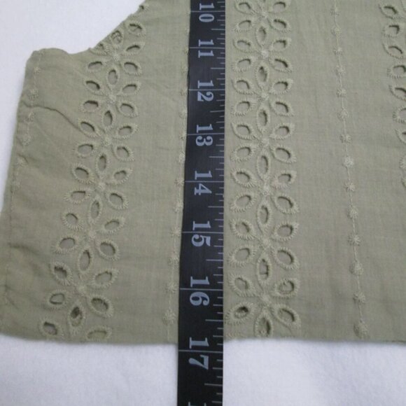 70°F/21°C Schiffli Sleeveless Eyelet Crop Cottage Retro Top-Olive-Large-NWT - Picture 12 of 13